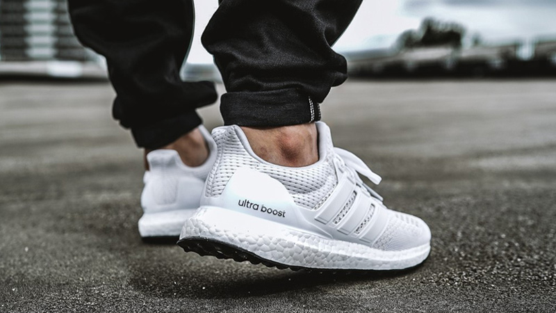 adidas ultra boost all white on feet 
