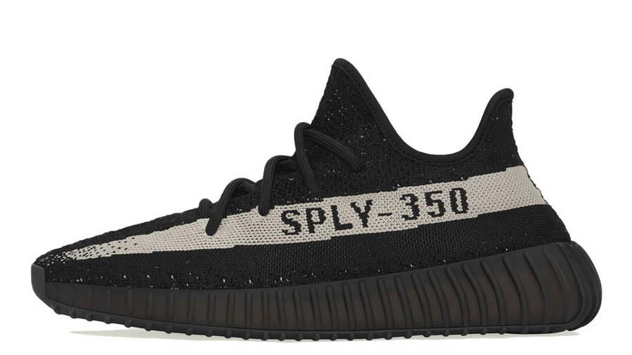 black yeezys with white stripe