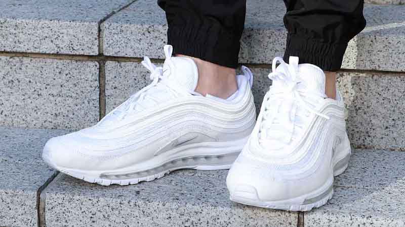 white air max 97 on feet