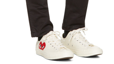 cdg play converse white low