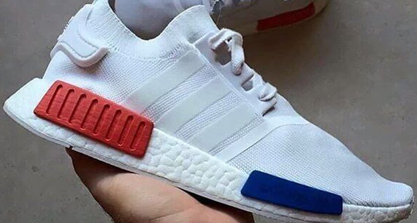 adidas nmd white blue red