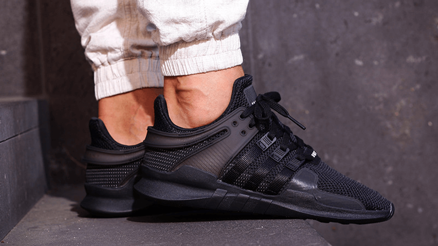 adidas eqt support triple black on feet