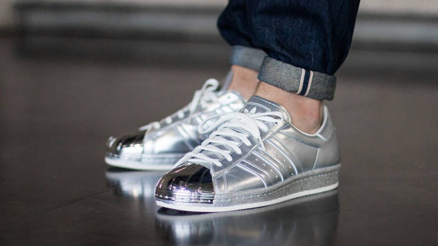 adidas superstar 80s silver trainers