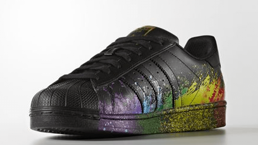 adidas superstar rainbow paint splatter