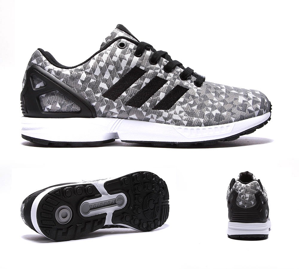 black and white adidas originals zx flux