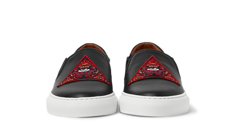 Givenchy Appliqued Leather Slip-On Black