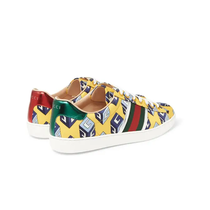 Gucci Ace Metallic Leather-Trimmed Printed Satin Yellow Mr. Porter ...