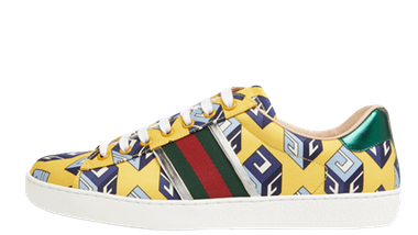 Gucci Ace Metallic Leather-Trimmed Printed Satin Yellow Mr. Porter Exclusive