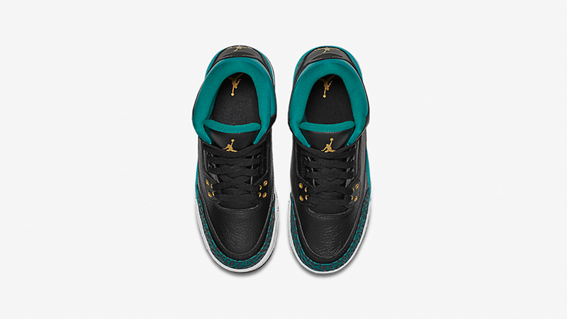 Jordan 3 GS Black Teal Gold