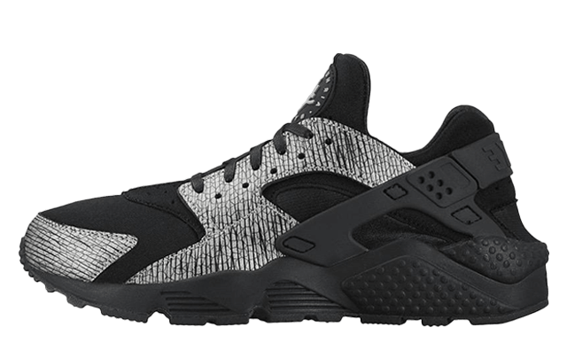 black and silver huaraches