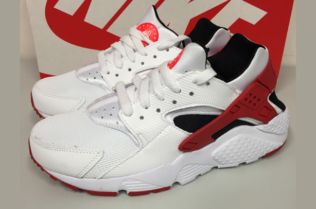 red black and white huaraches