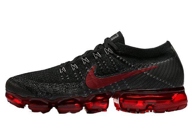 all black vapormax with red