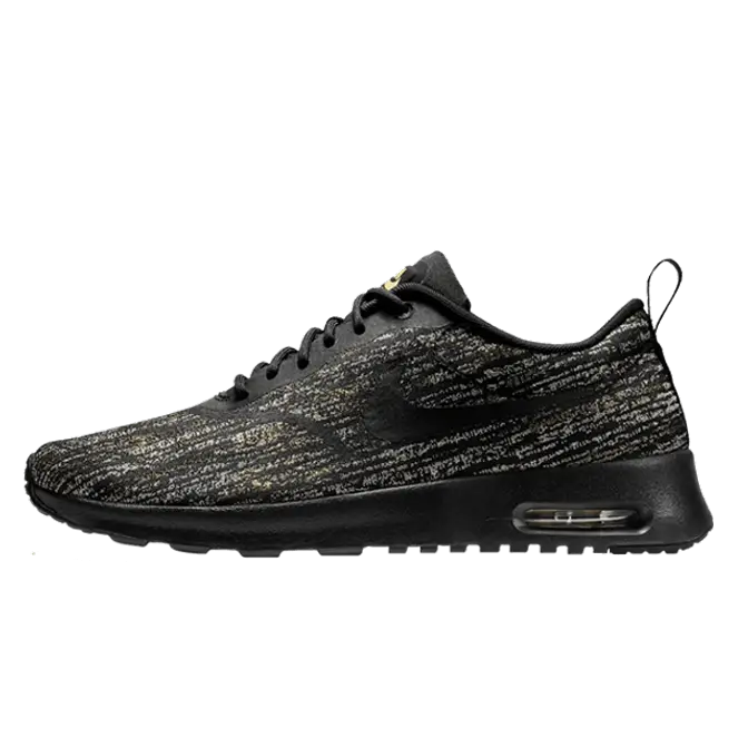 Nike air max thea trainers in black and gold best sale