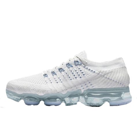 white vapormax with blue bottom
