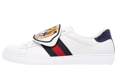 Gucci Ace Tiger Leather Strap Sneakers