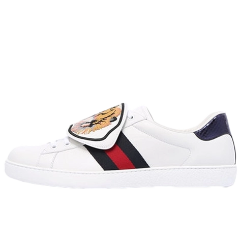 Gucci Ace Tiger Leather Strap Sneakers
