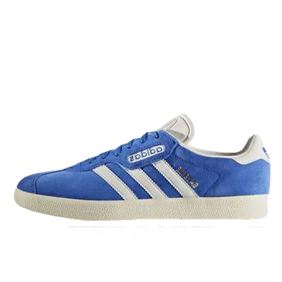 Adidas gazelle super white cheap blue