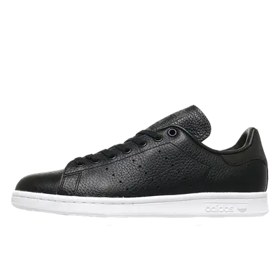 Stan smith black leather sale white sole