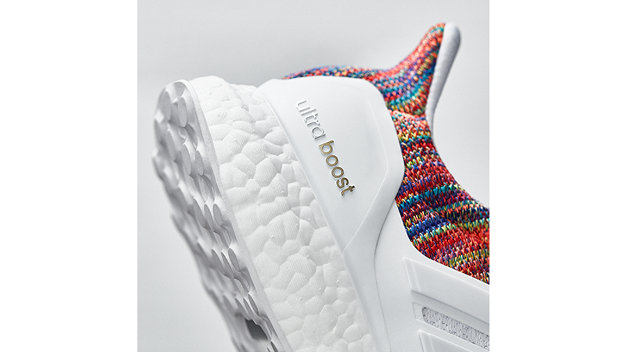 adidas boost white with rainbow