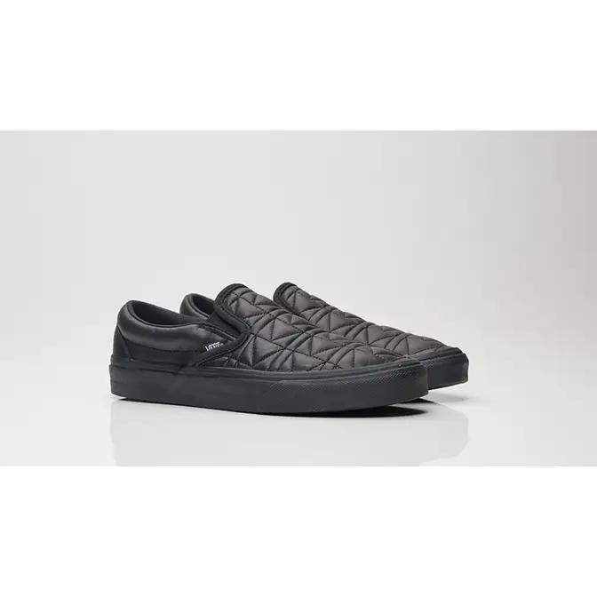 Black quilted sales slip on vans