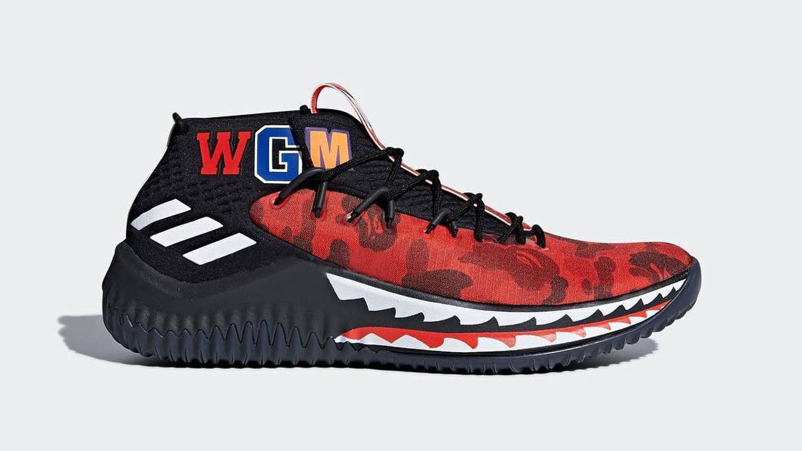 The BAPE x adidas Dame 4 &#8216;Friends &#038; Family&#8217; is Red Hot