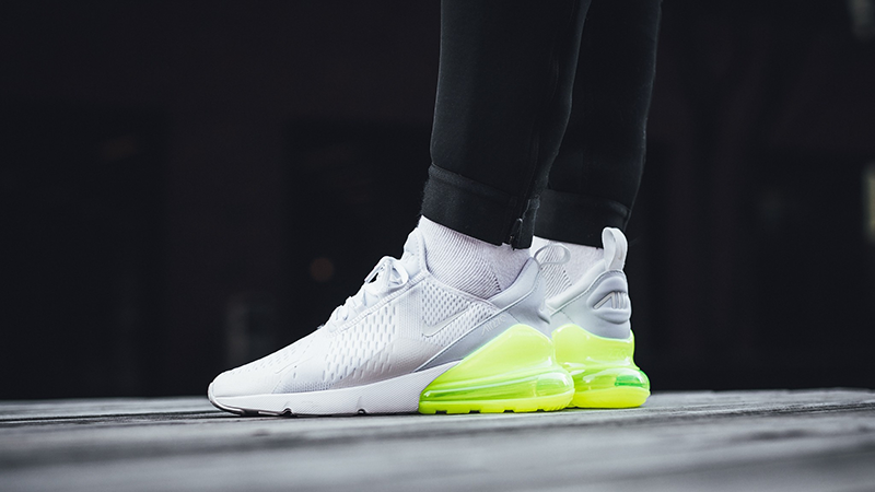 white and green nike 270