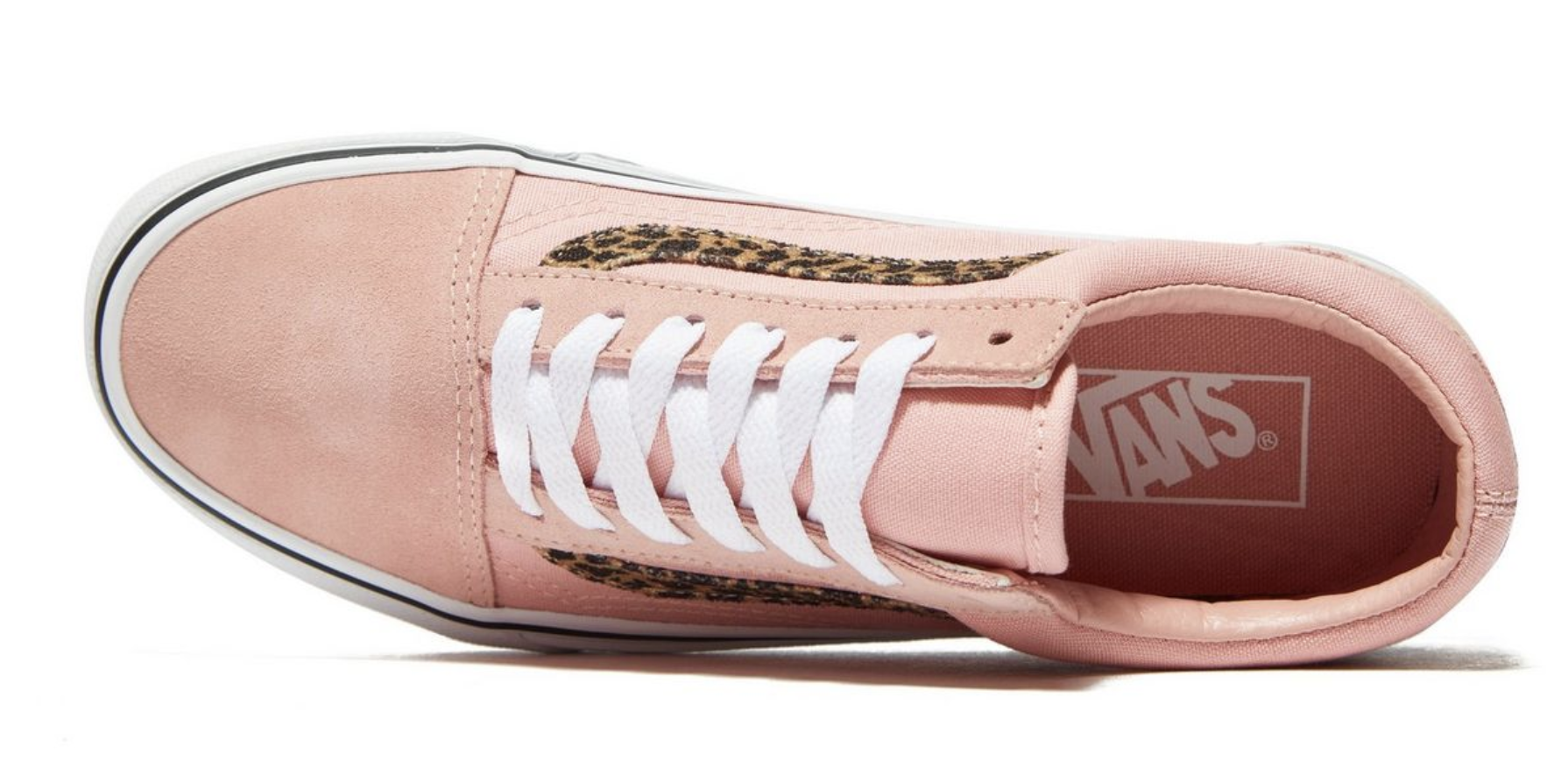 Pink vans with leopard print stripe best sale