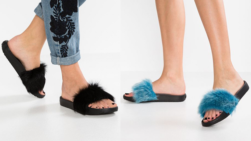 UGG Royale tipped fur slides