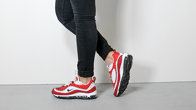 air max 98 red on feet