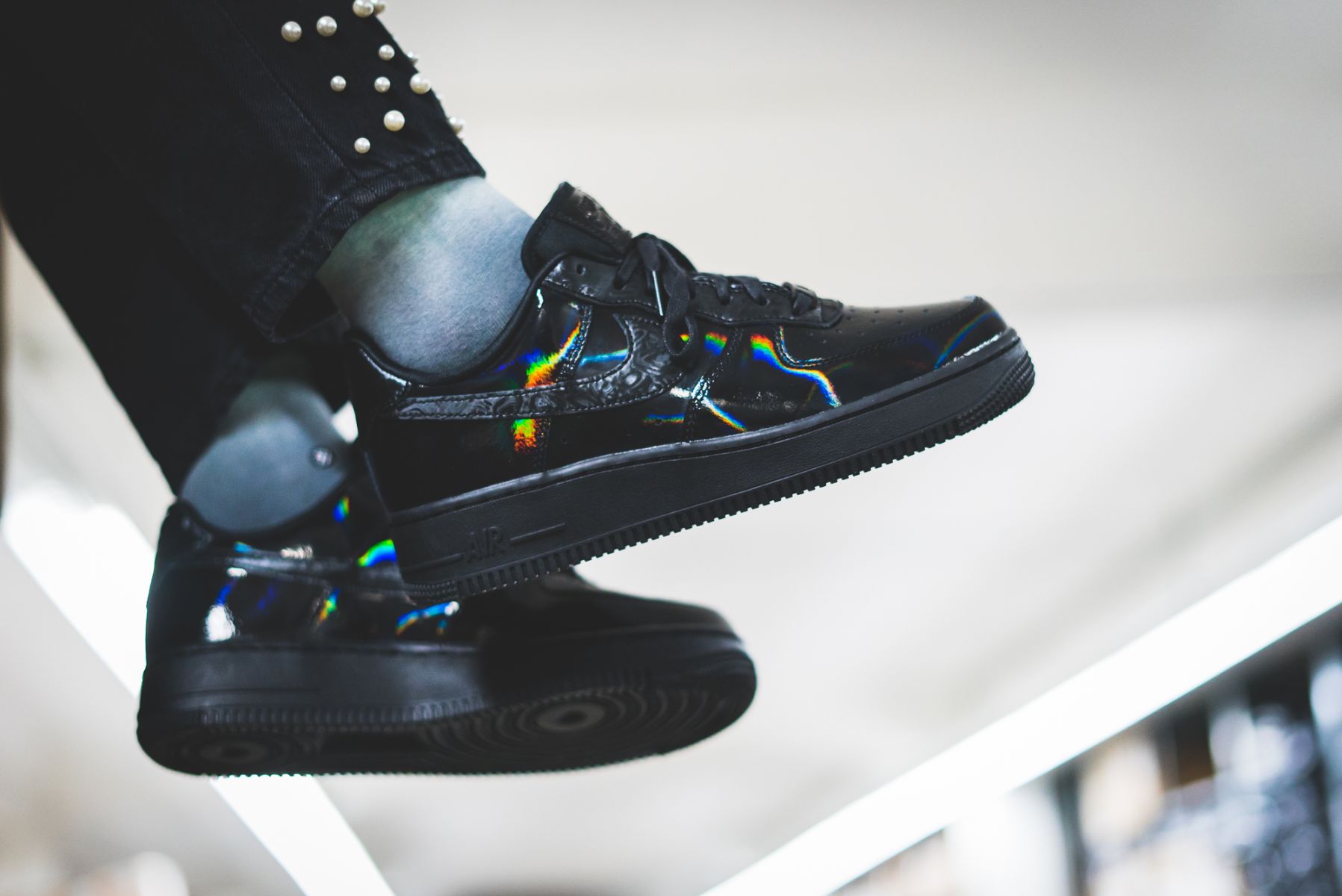 Nike Air Force 1 07 Lux Iridescent Sneakers in Black