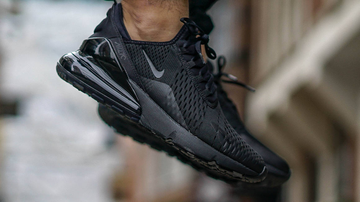 air max 270 triple black on feet