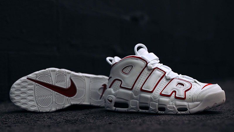 nike air more uptempo white varsity red outline
