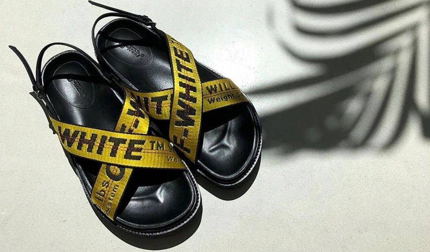 off white black industrial belt leather sandals