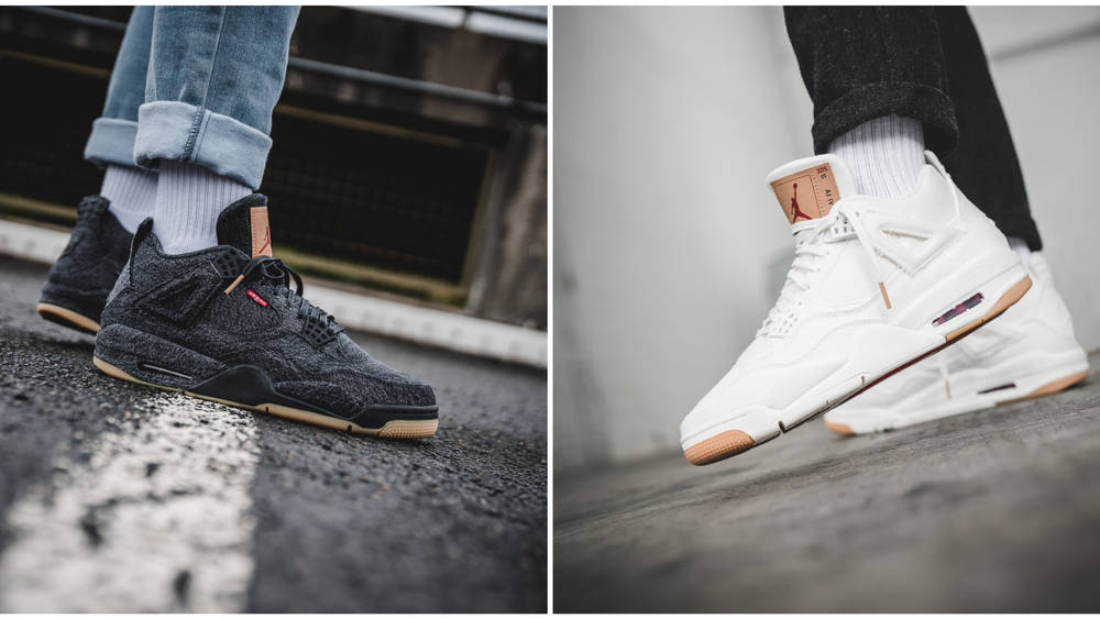Full List Of Raffles For The Levis x Jordan 4 'Black' And 'White' BeFunky-collage