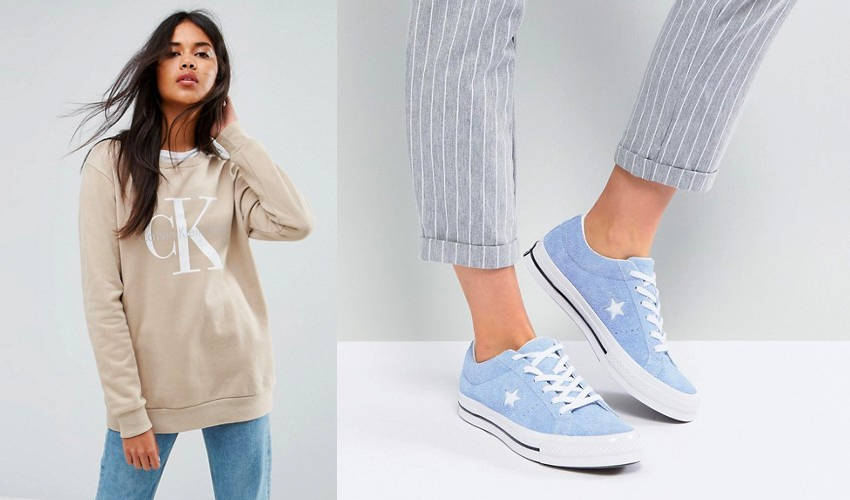 Converse One Star Ox Trainers In Blue Suede