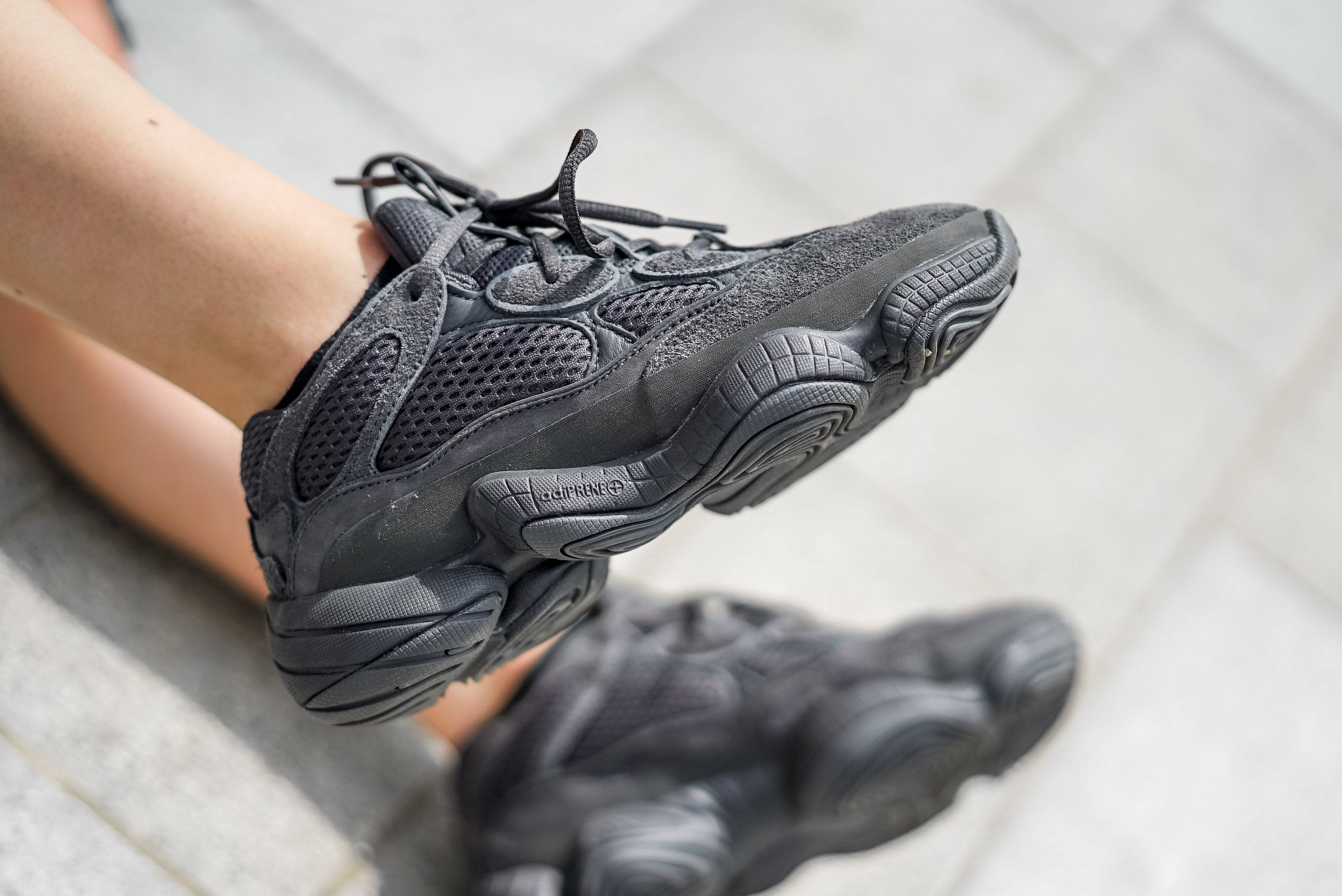 An Exclusive On Foot Look At The "Utility Black" YEEZY 500 Desert Rat