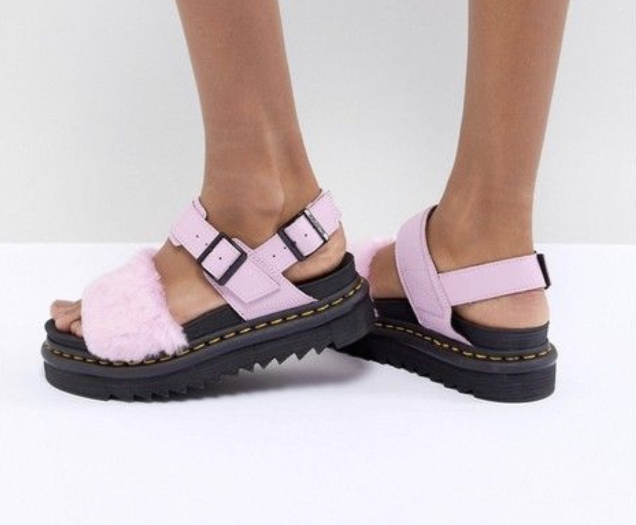 Dr Martens Zebrilus Voss Fluffy Sandals Pale Pink Where To Buy