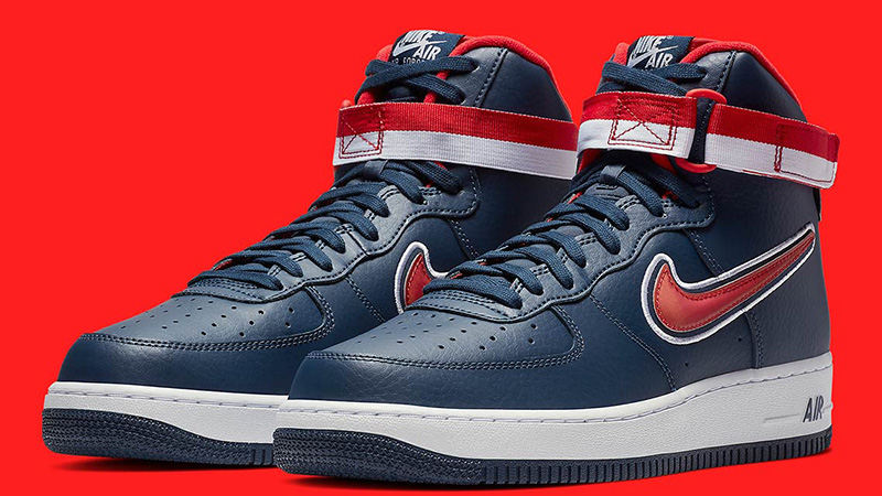 nike air force 1 high navy red sail