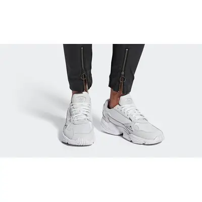 Adidas originals falcon trainers in hot sale triple white