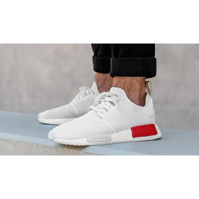 ADIDAS NMD R1 Off White Lush Red Gr 42 B37619 Schuhe Shoes