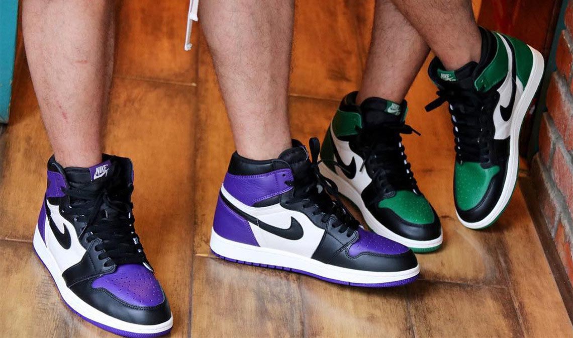 aj1 court purple on feet