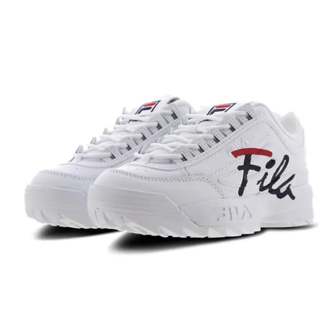 Womens fila disruptor ii premium script athletic hot sale shoe