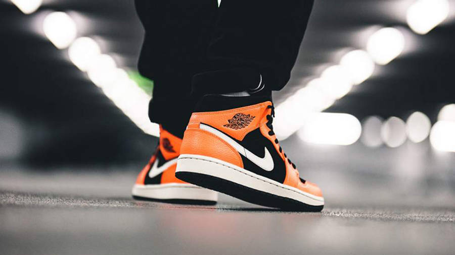 glossy orange and black jordan 1