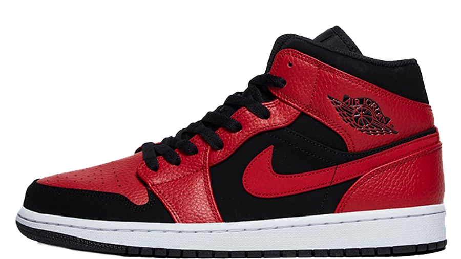 nike air jordan 1 mid red and black trainers