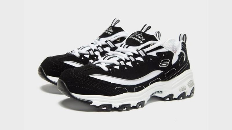 Skechers D'Lites Biggest Fan Black White Womens
