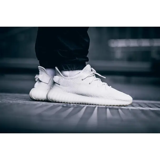 Adidas Yeezy Boost 350 V2 Triple White / Cream On Feet Sneaker