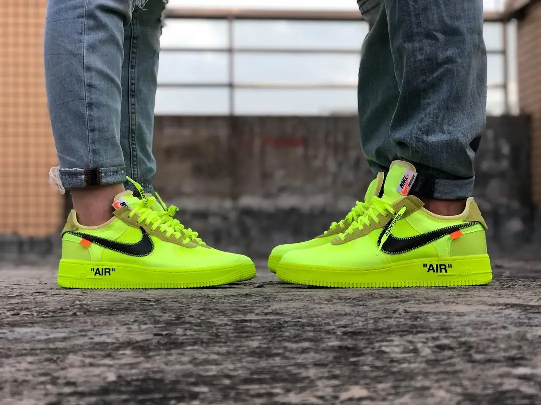 Take An On Foot Look At The Upcoming Off White x Nike Air Force 1 Black Volt The Sole Supplier