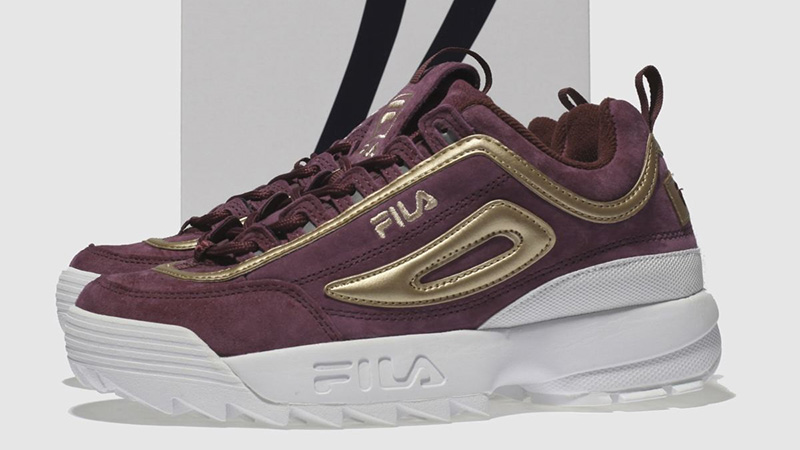 Gold and hot sale burgundy filas