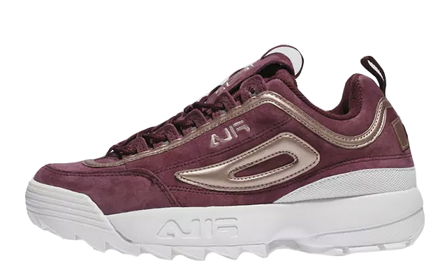 Fila burgundy disruptor ii premium velour trainers hotsell