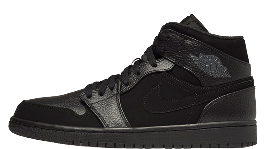 air jordan 1 mid black leather